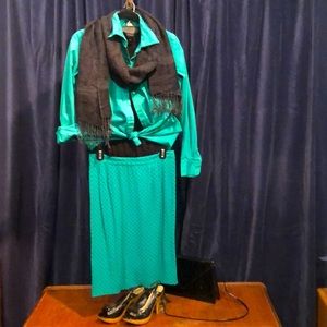 Vintage Kelly green pencil skirt- I believe it is 70s yves St Laurent but no tag